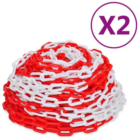 Catene di Sicurezza Traffico 2 pz Rosso e Bianco Plastica 30 m - Foto 1