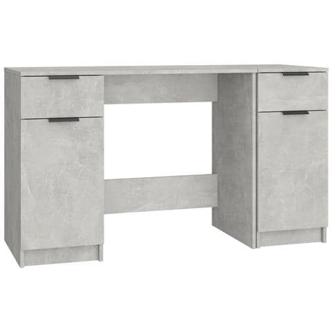 Scrivania Con Mobile Laterale Grigio Cemento Legno Multistrato - Foto 1