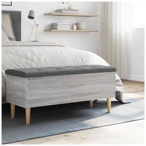 Panca Portaoggetti Grigio Sonoma 102x42x46 Cm Legno Multistrato - Foto 3