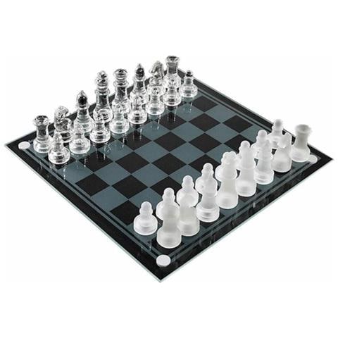 Set Scacchi In Vetro Scacchiera Moderna Gioco Classico Con 33 Pezzi 20 X 20 Cm - Foto 1