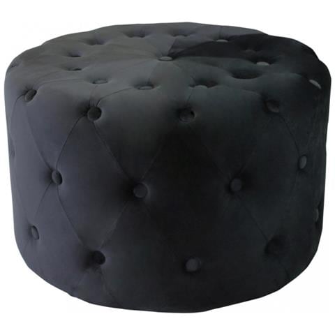 Pouf Rotondo In Velluto Nero - Foto 1