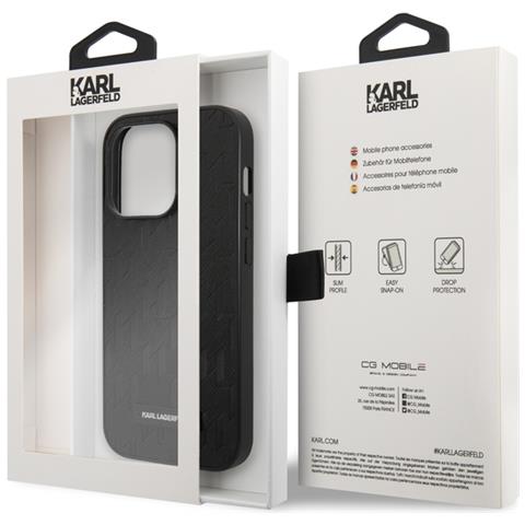 Cover Per Iphone 14 Pro Pu Saffiano Monogram, Nero - Foto 3