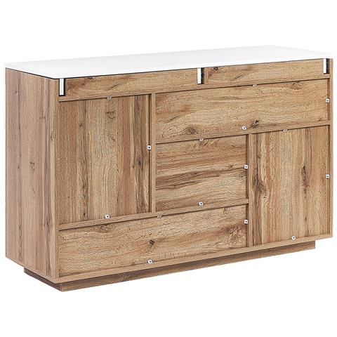 Credenza Bianco E Legno Chiaro Goran - Foto 6
