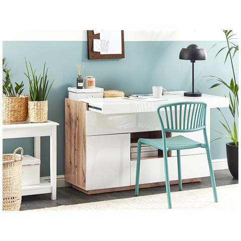 Credenza Bianco E Legno Chiaro Goran - Foto 1