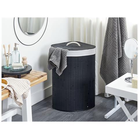 Cestino Matara Legno Di Bambù Nero 57 L - Foto 1