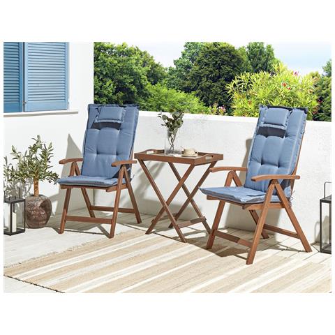 Set Bistrot Con Cuscini Pieghevole Amantea Legno D'acacia Blu - Foto 1