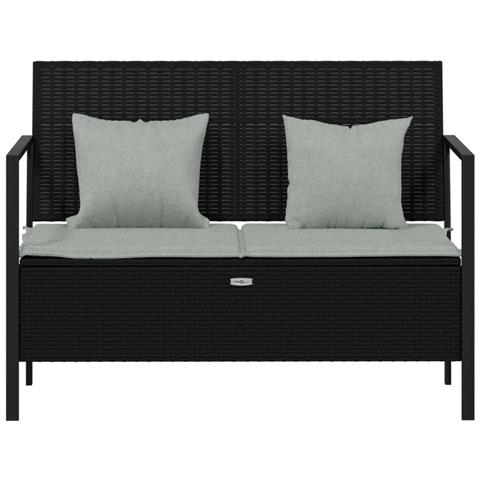 Panca Da Giardino A 2 Posti Con Cuscini In Polyrattan Nero - Foto 2