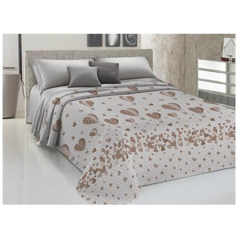 Copriletto Piquet Primavera Estate 100% Cotone Disegno Mongolfiera Piazza E Mezza Beige - Foto 1