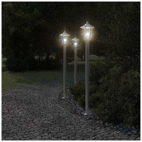 Lampada Da Terra Per Esterni Argento 120 Cm In Acciaio Inox - Foto 3