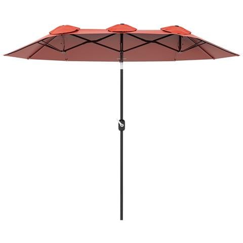 Ombrellone Da Giardino Doppio Inclinabile Con Apertura A Manovella, 285x147x227cm, Rosso - Foto 1