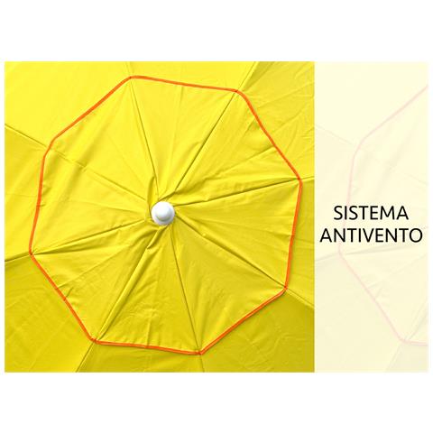 Ombrellone Spiaggia Mare Portatile Palo Reclinabile Tinta Unita Modello Caprera Diametro 220 Giallo - Foto 2