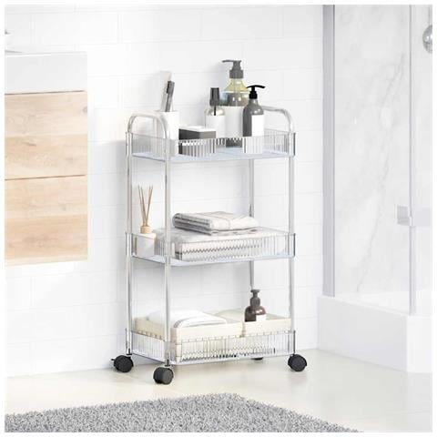 Carrello Portaoggetti A 3 Livelli 37x28x68 Cm In Acrilico - Foto 3