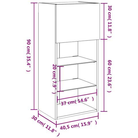Mobile TV con Luci LED Grigio Sonoma 40,5x30x90 cm - Foto 10