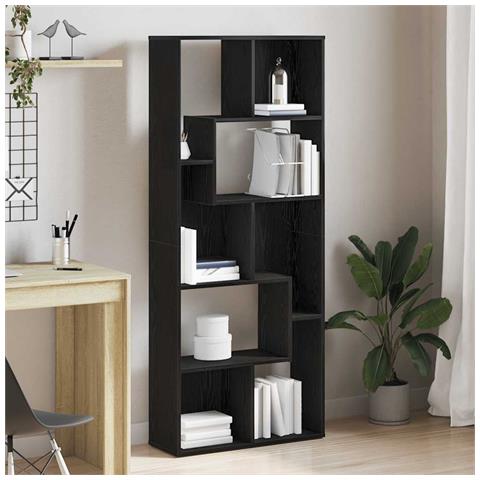 Libreria Rovere Nero 67x24x161 cm in Legno Multistrato - Foto 1