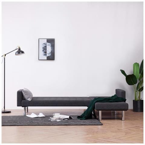 Divano Letto A Forma Di L Grigio Scuro In Poliestere - Foto 3