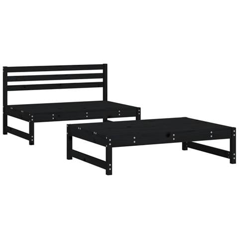 Set Salotto Da Giardino 2 Pz Nero In Legno Massello Di Pino - Foto 2