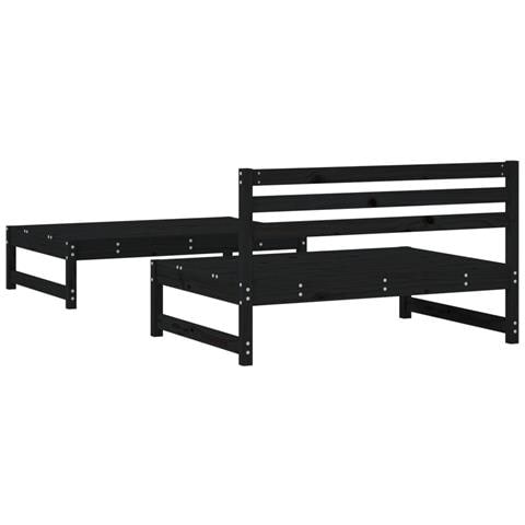 Set Salotto Da Giardino 2 Pz Nero In Legno Massello Di Pino - Foto 3