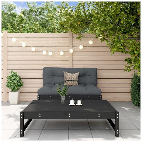 Set Salotto Da Giardino 2 Pz Nero In Legno Massello Di Pino - Foto 1
