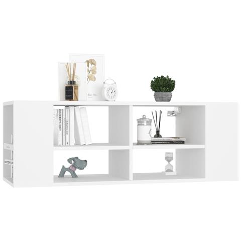 Lusso Casadino -  Armadietto Tv Da Parete Bianco 102x35x35cm In Legno Multistrato - Foto 2