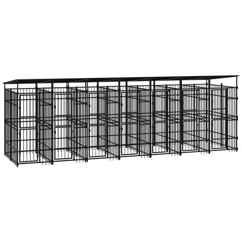 Gabbia per Cani da Esterno con Tetto in Acciaio 12,9 m² - Foto 1