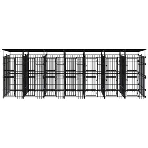 Gabbia per Cani da Esterno con Tetto in Acciaio 12,9 m² - Foto 2