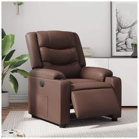 Poltrona Reclinabile Elettrica Marrone in Similpelle - Foto 2