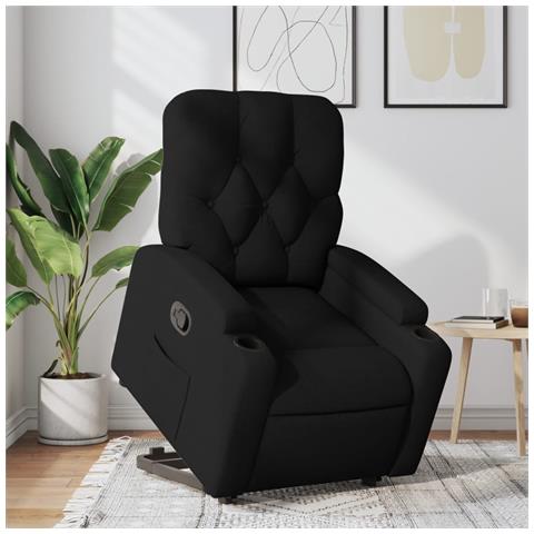 Poltrona Alzapersona Reclinabile Nera in Tessuto - Foto 2