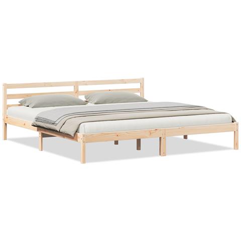 Struttura Letto con Testiera 200x210 cm in Legno Massello di Pino - Foto 1