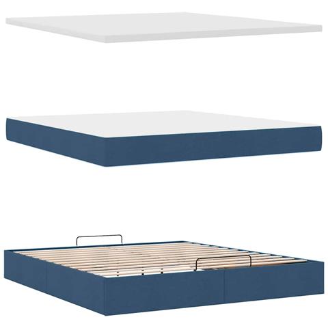 Struttura Letto Pouf con Materasso Blu 180x200cm in Tessuto - Foto 9