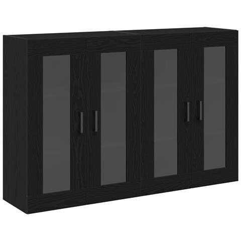 Armadi a Muro 2 pz Nero Rovere 69,5x34x90 cm Legno ingegnerizzato - Foto 1
