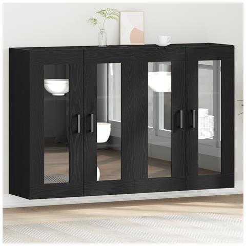 Armadi a Muro 2 pz Nero Rovere 69,5x34x90 cm Legno ingegnerizzato - Foto 2