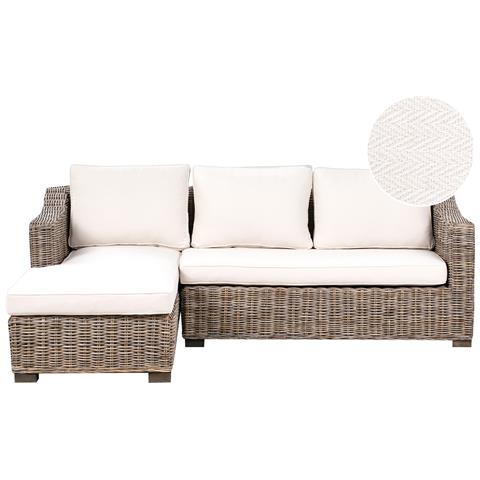 Divano Angolare Da Giardino 3 Posti Valletri Lato Destro Rattan Grigio - Foto 2