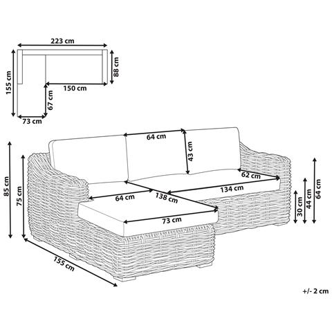 Divano Angolare Da Giardino 3 Posti Valletri Lato Destro Rattan Grigio - Foto 7