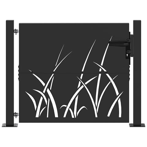 Cancello da giardino con blocco Nero 105 x 100 cm - Foto 1