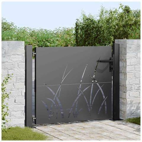 Cancello da giardino con blocco Nero 105 x 100 cm - Foto 2