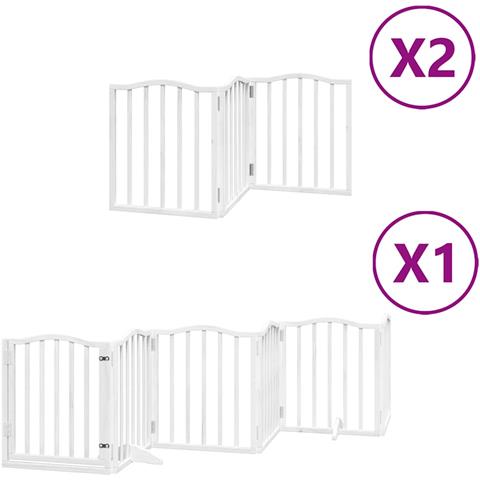 Cancello Cani Porta Pieghevole Bianco 12 Pannelli 600 cm Pioppo - Foto 1