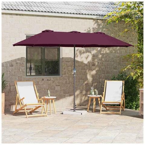 Ombrello da giardino Rosso bordò 370 x 197 x 239 cm - Foto 2