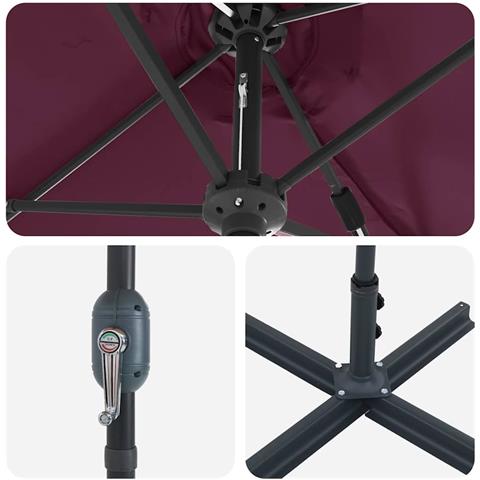 Ombrello da giardino Rosso bordò 370 x 197 x 239 cm - Foto 9