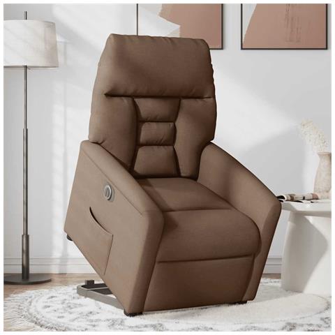 Poltrona Alzapersona Reclinabile Elettrica Marrone Tessuto - Foto 2