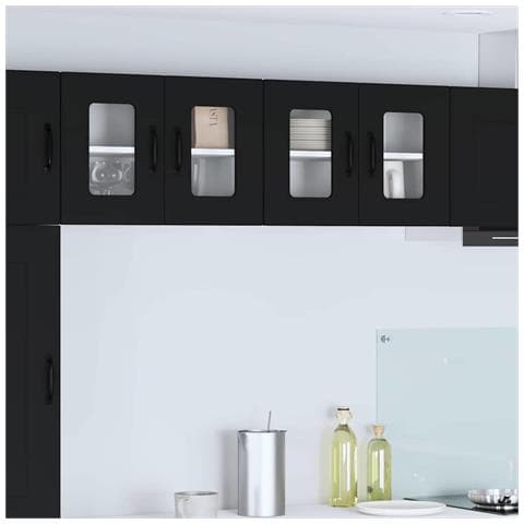 Pensile cucina 2 pcs Nero 60 x 31 x 40 cm Legno multistrato - Foto 2