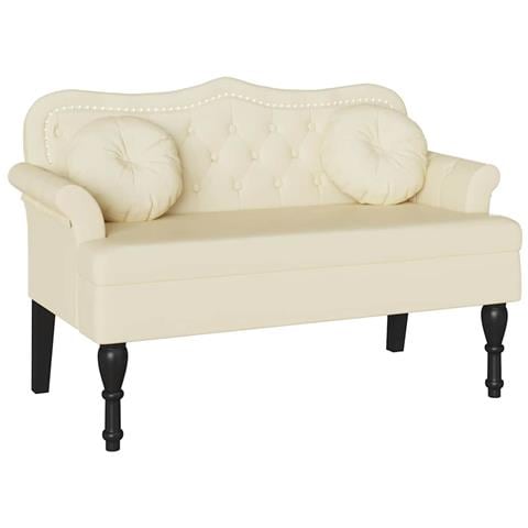 Panca Chesterfield Crema 120,5 x 65 x 75 cm Pelle Sintetica - Foto 1