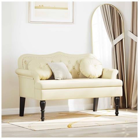 Panca Chesterfield Crema 120,5 x 65 x 75 cm Pelle Sintetica - Foto 2