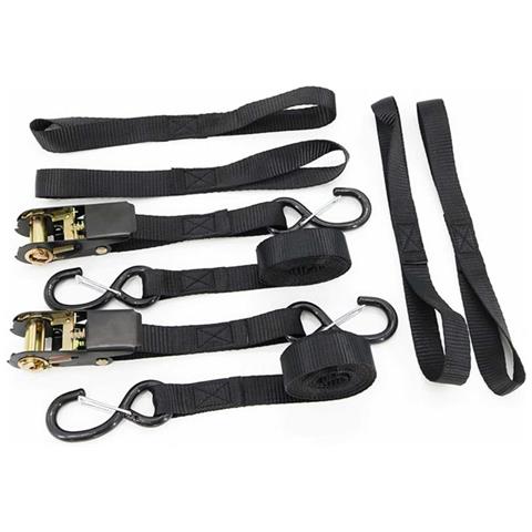 Set Di Cinghie A Cricchetto - Gancio A S Nero, Fibbia Da 3m, 2 Set Con 4 Cinghie Ad Anello - Foto 1