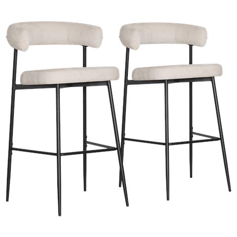 Set Di 2 Sgabelli Da Bar In Tessuto Beige Thea - Foto 1