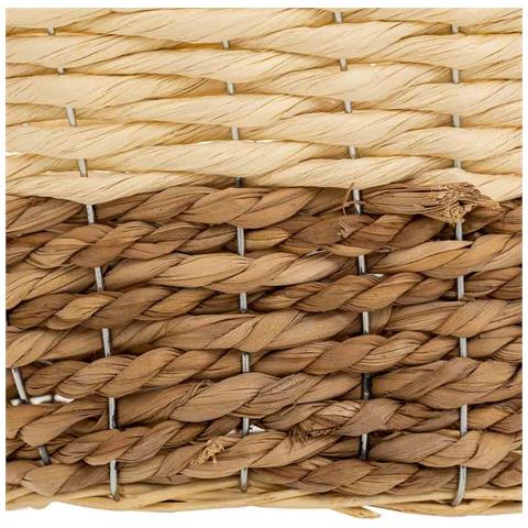 Cesto In Legno, Corda Di Carta E Fibra Naturale Gialla 27x20x17 - Foto 6