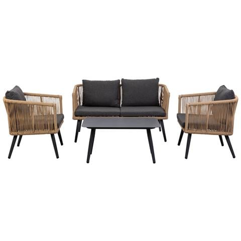 Set Tavolo, Divano E 2 Poltrone Marrone 90x50x42,65x70x69,136x70x68 - Foto 1