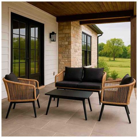 Set Tavolo, Divano E 2 Poltrone Marrone 90x50x42,65x70x69,136x70x68 - Foto 2