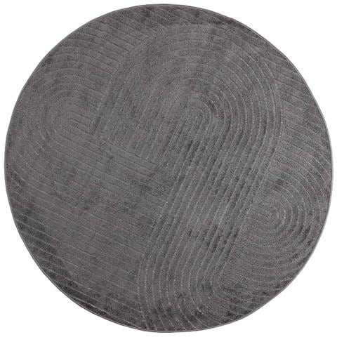 Tappeti per area Rotondo HUARTE Antracite Ø 160 CM Poliestere - Foto 1