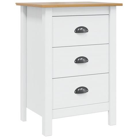 Armadio da Notte Bianco e marrone miele 46 x 35 x 65 cm - Foto 1