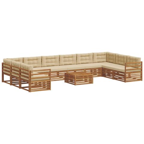 Set divani 11 pcs Naturale e Beige Legno di Acacia Massello - Foto 1